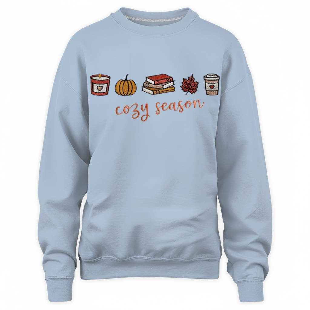 Cute Autumn and Books Embroidered Sweatshirt For Book Lovers