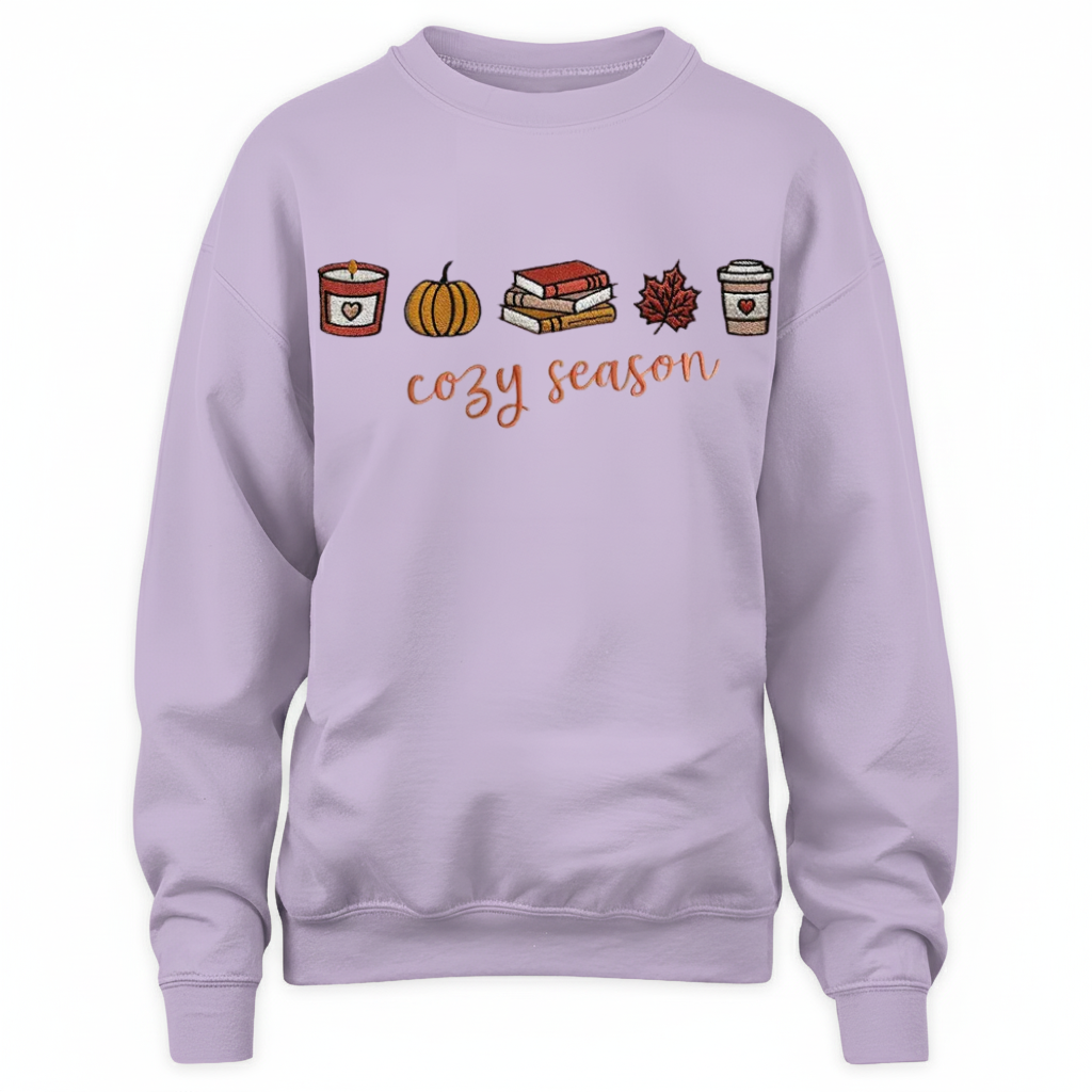 Cute Autumn and Books Embroidered Sweatshirt For Book Lovers