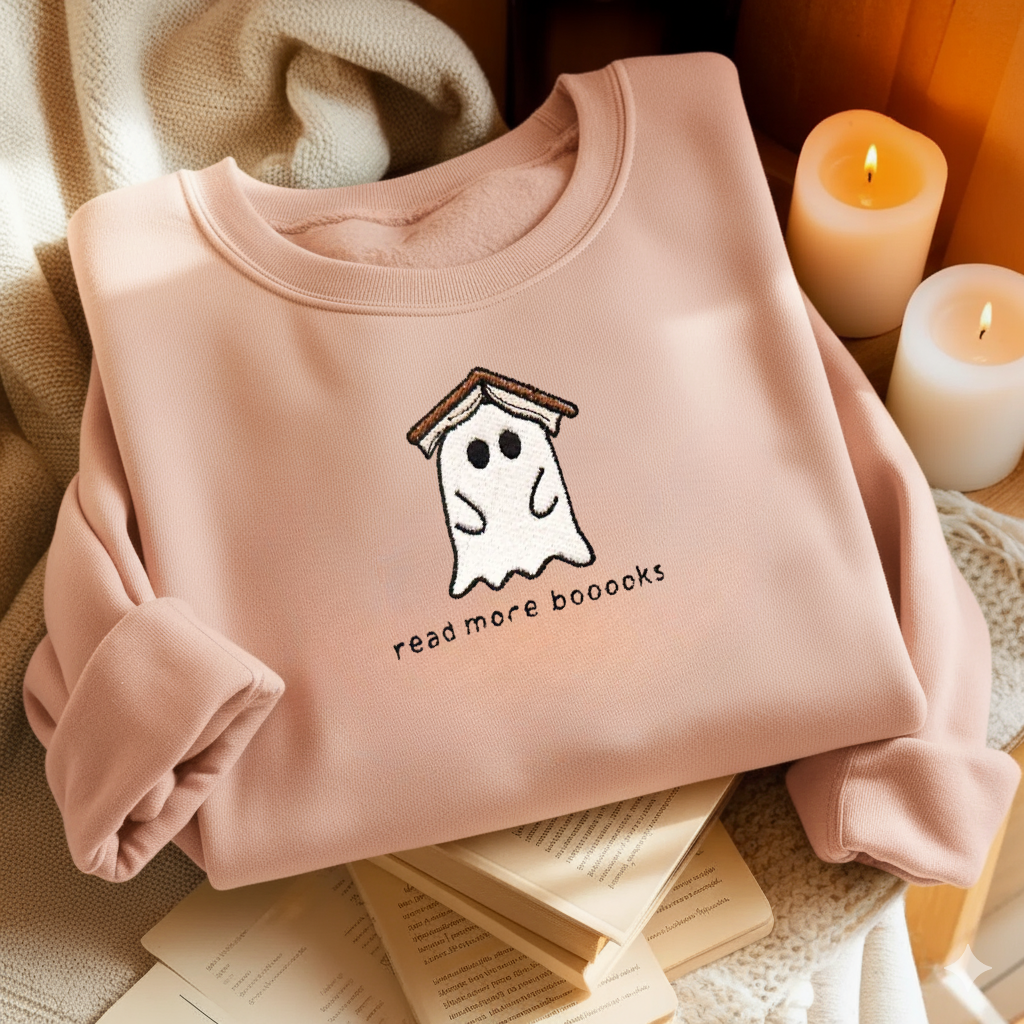Read More Booooks Embroidered Sweatshirt For Book Lovers