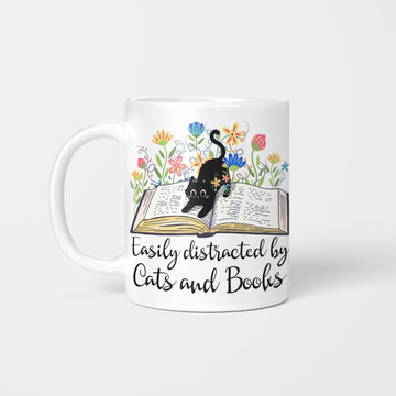 Easily distracted by Cats and Books 2 Mug For Bookaholic