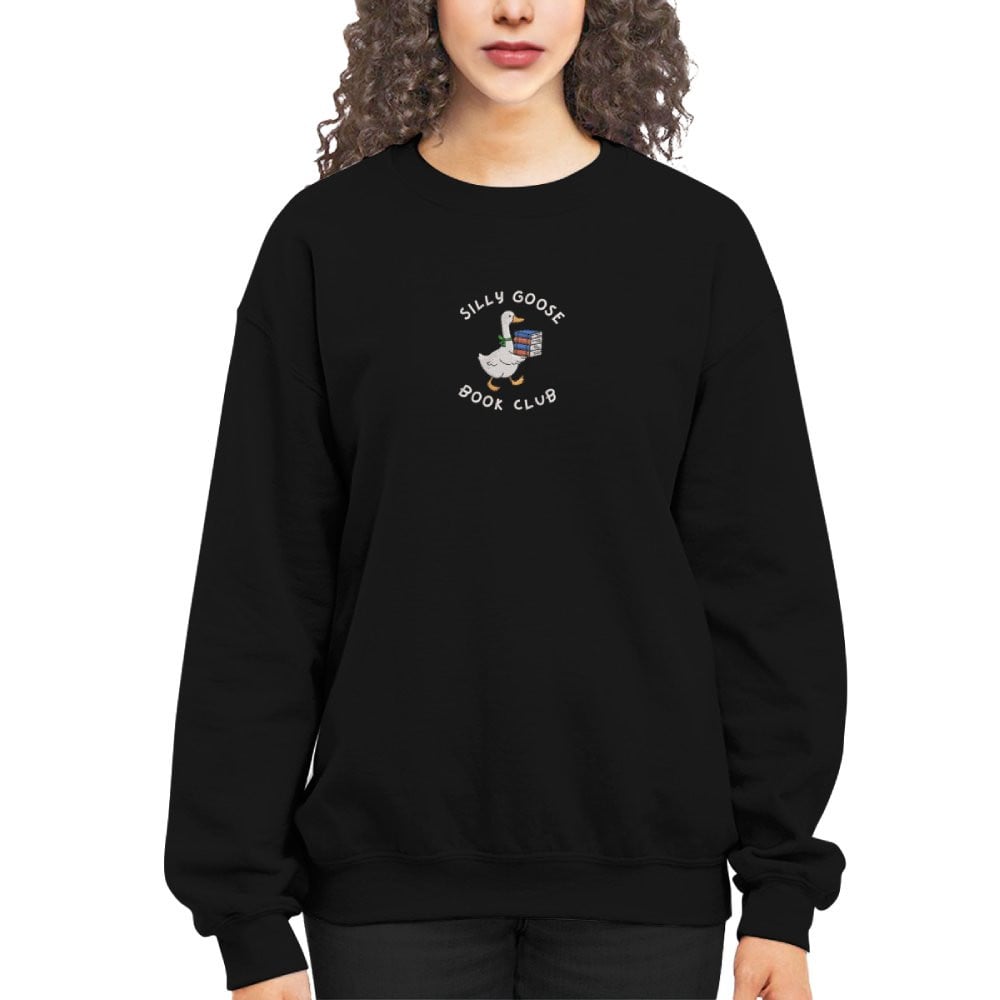 Silly Goose Book Club Embroidered Sweatshirt For Book Lovers
