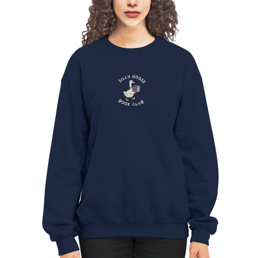 Silly Goose Book Club Embroidered Sweatshirt For Book Lovers
