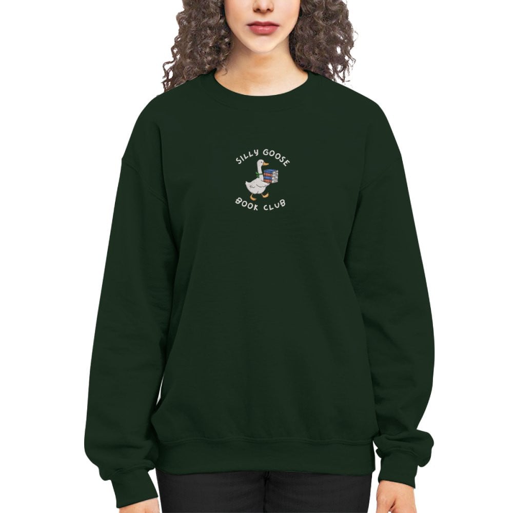 Silly Goose Book Club Embroidered Sweatshirt For Book Lovers