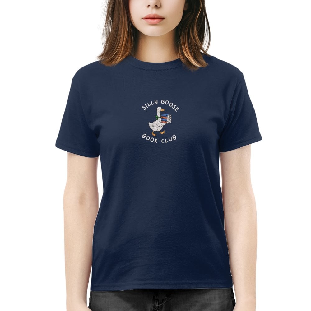 Silly Goose Book Club Embroidered Shirt For Book Lovers