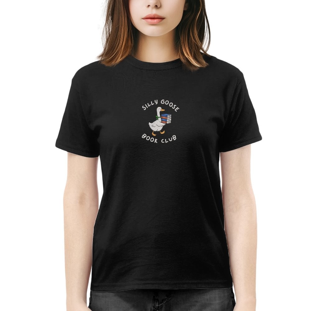 Silly Goose Book Club Embroidered Shirt For Book Lovers