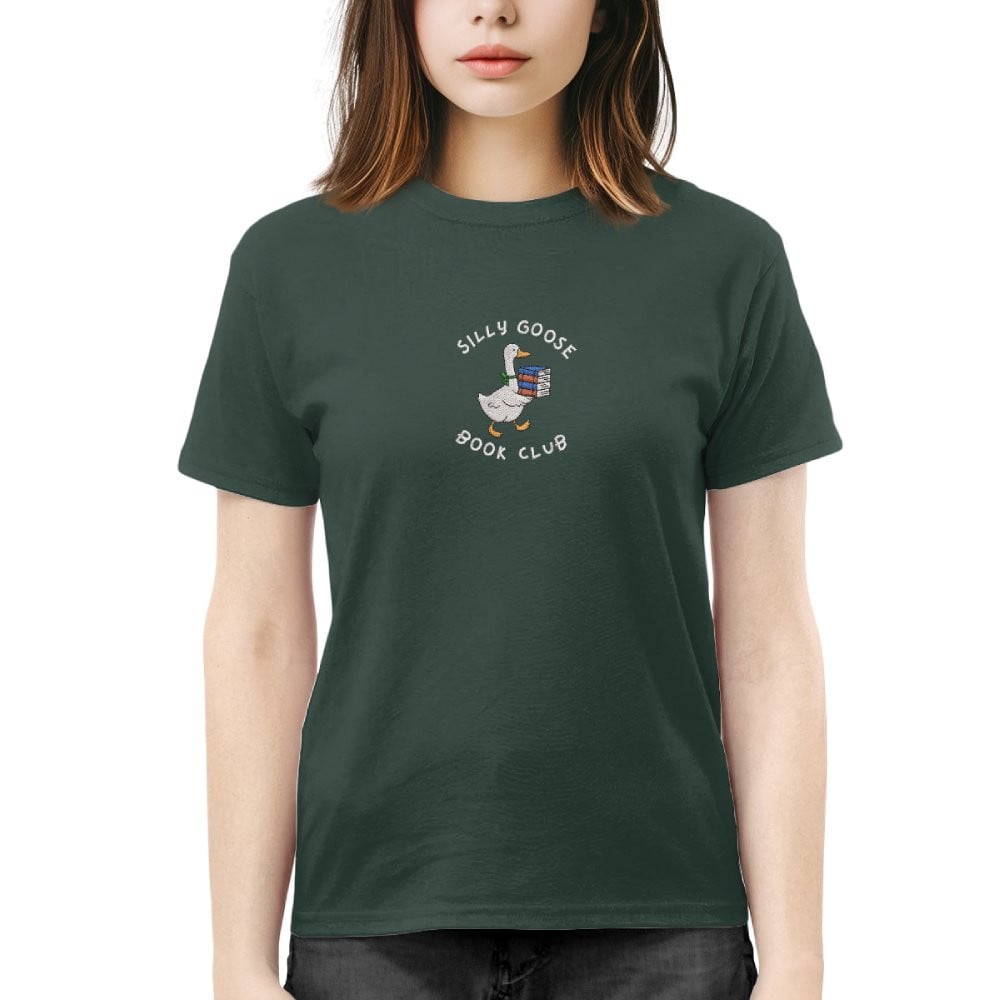 Silly Goose Book Club Embroidered Shirt For Book Lovers