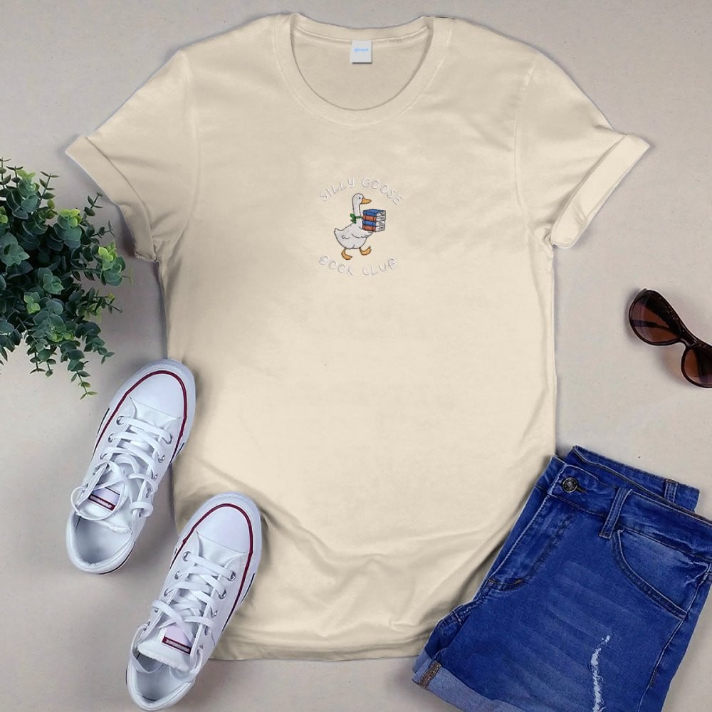 Silly Goose Book Club Embroidered Shirt For Book Lovers