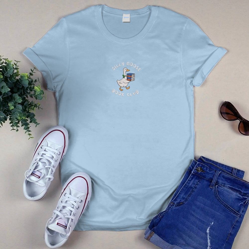 Silly Goose Book Club Embroidered Shirt For Book Lovers