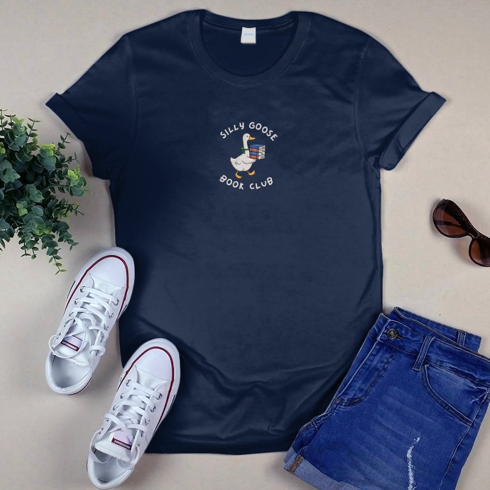 Silly Goose Book Club Embroidered Shirt For Book Lovers