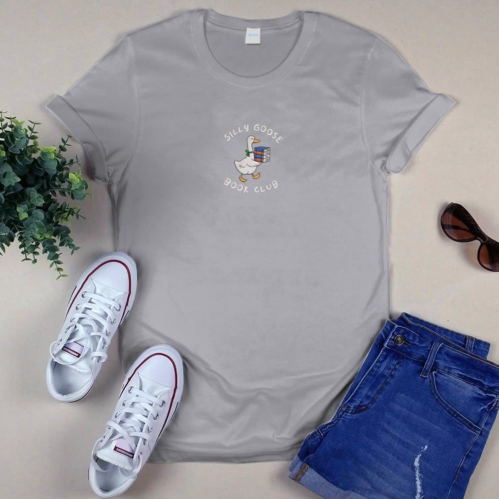 Silly Goose Book Club Embroidered Shirt For Book Lovers