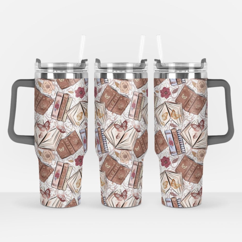 Book & Butterfly Tumbler 40oz for Bookaholic