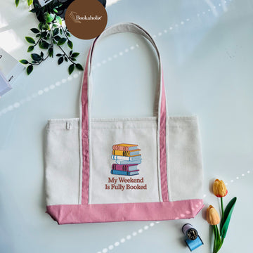 My Weekend Is Fully Booked Embroidered Tote Bag For Book Lovers