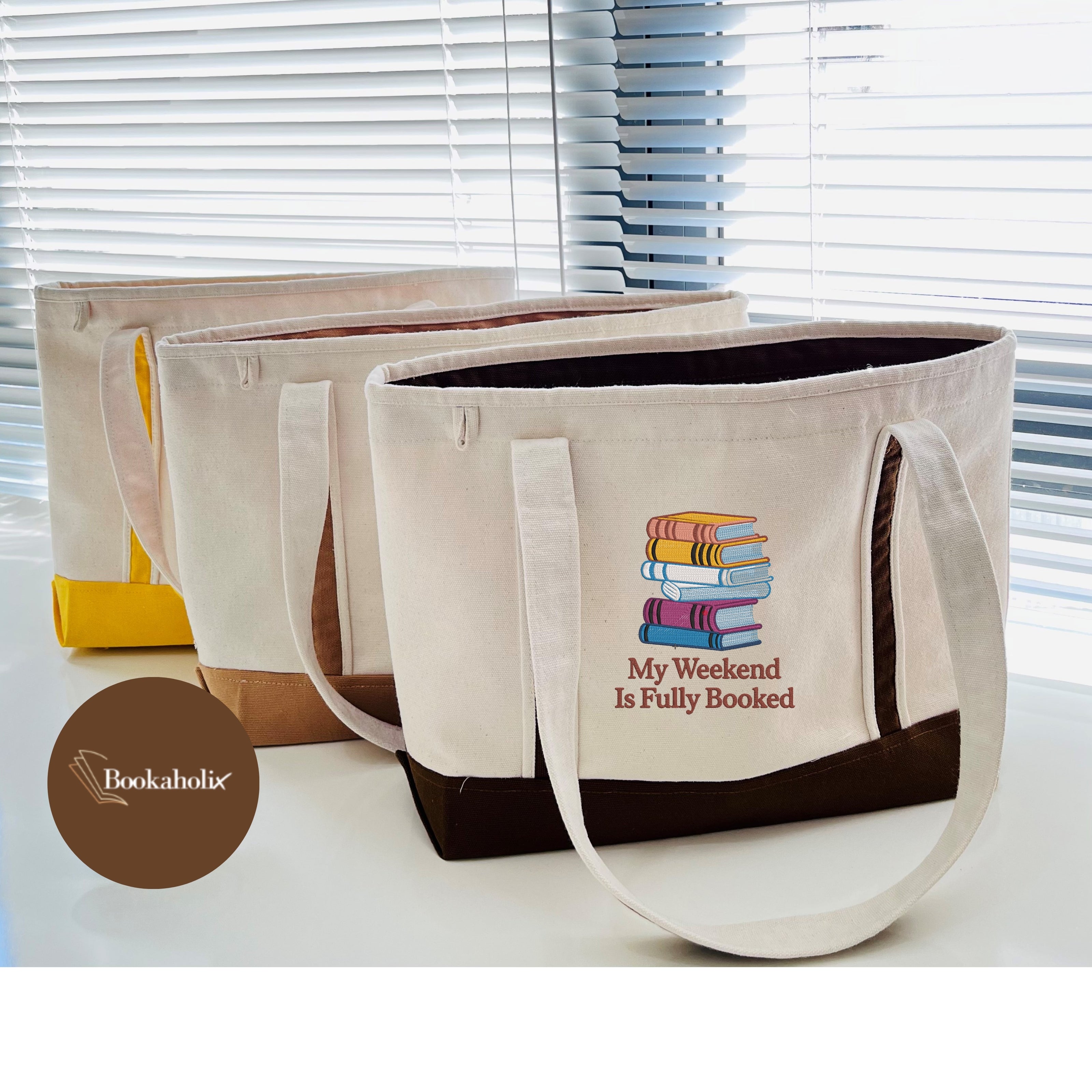 My Weekend Is Fully Booked Embroidered Tote Bag For Book Lovers