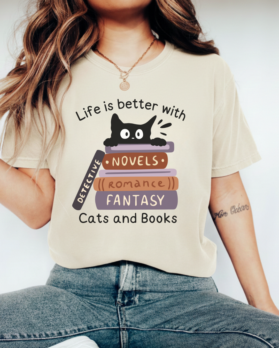 Life Is Better With Cats and Book - BookCat01 - Comfort Colors T-Shirt
