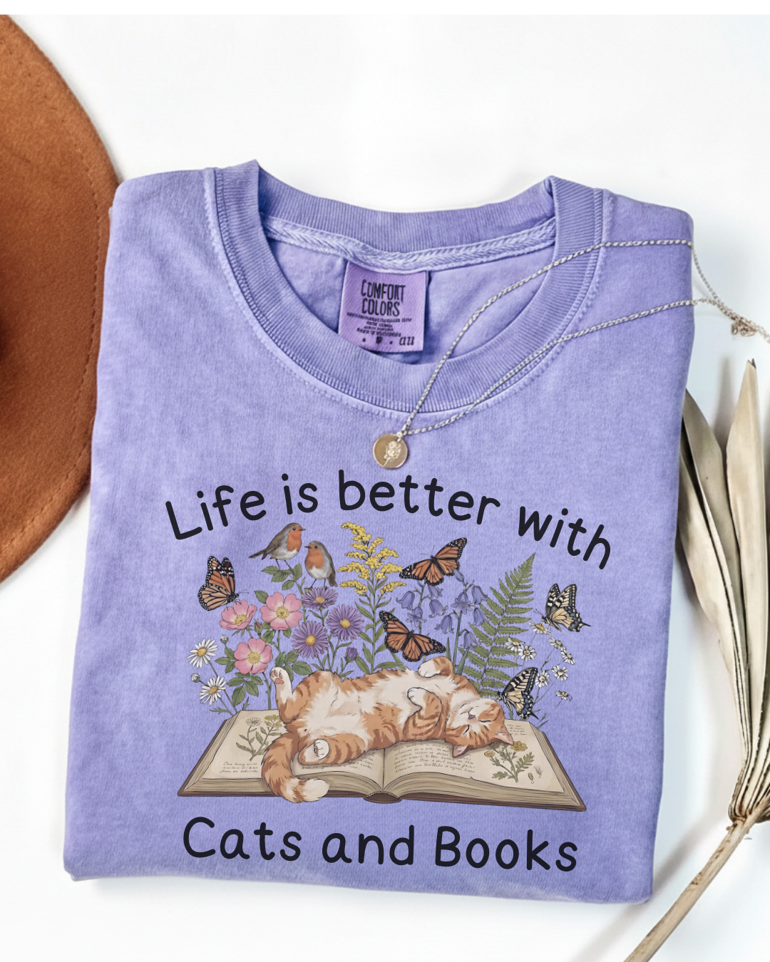 Life Is Better With Cats and Book - BookCat07 - Comfort Colors T-Shirt