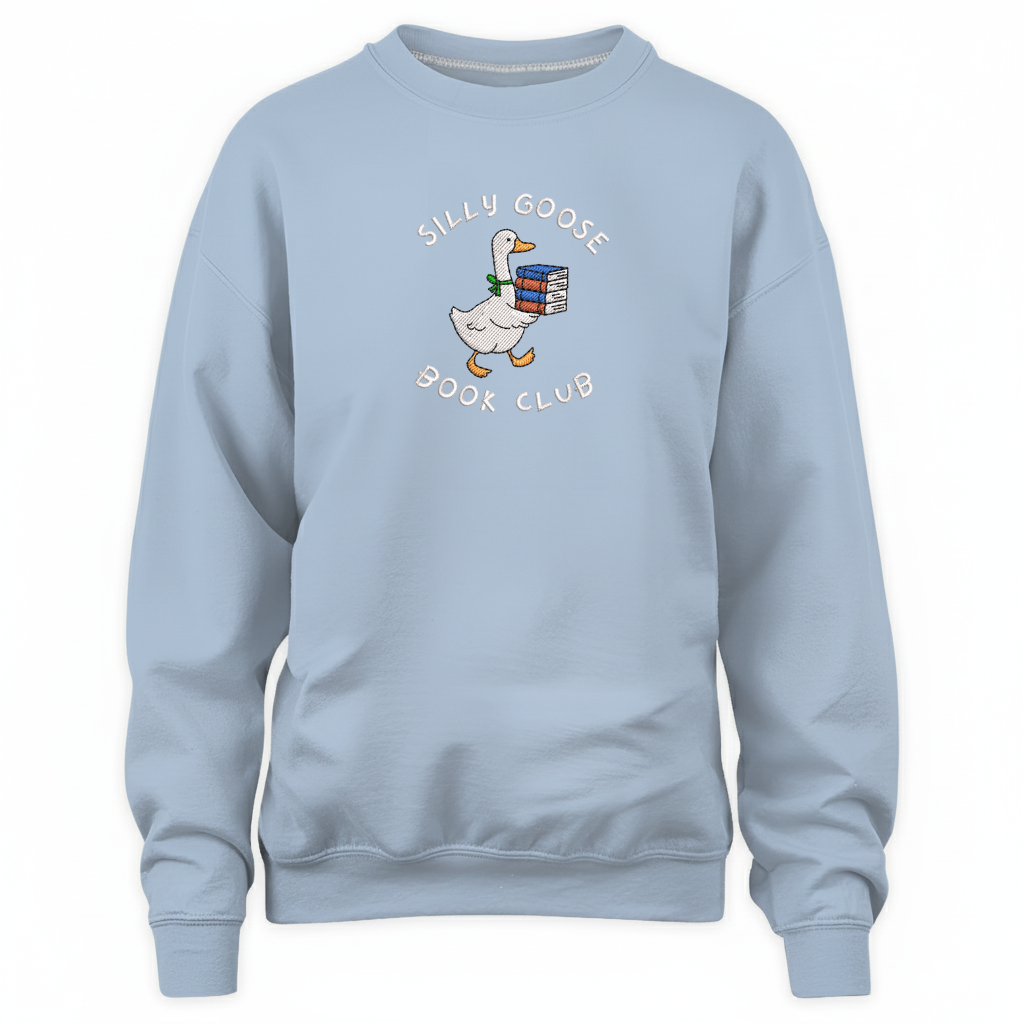 Silly Goose Book Club Embroidered Sweatshirt For Book Lovers