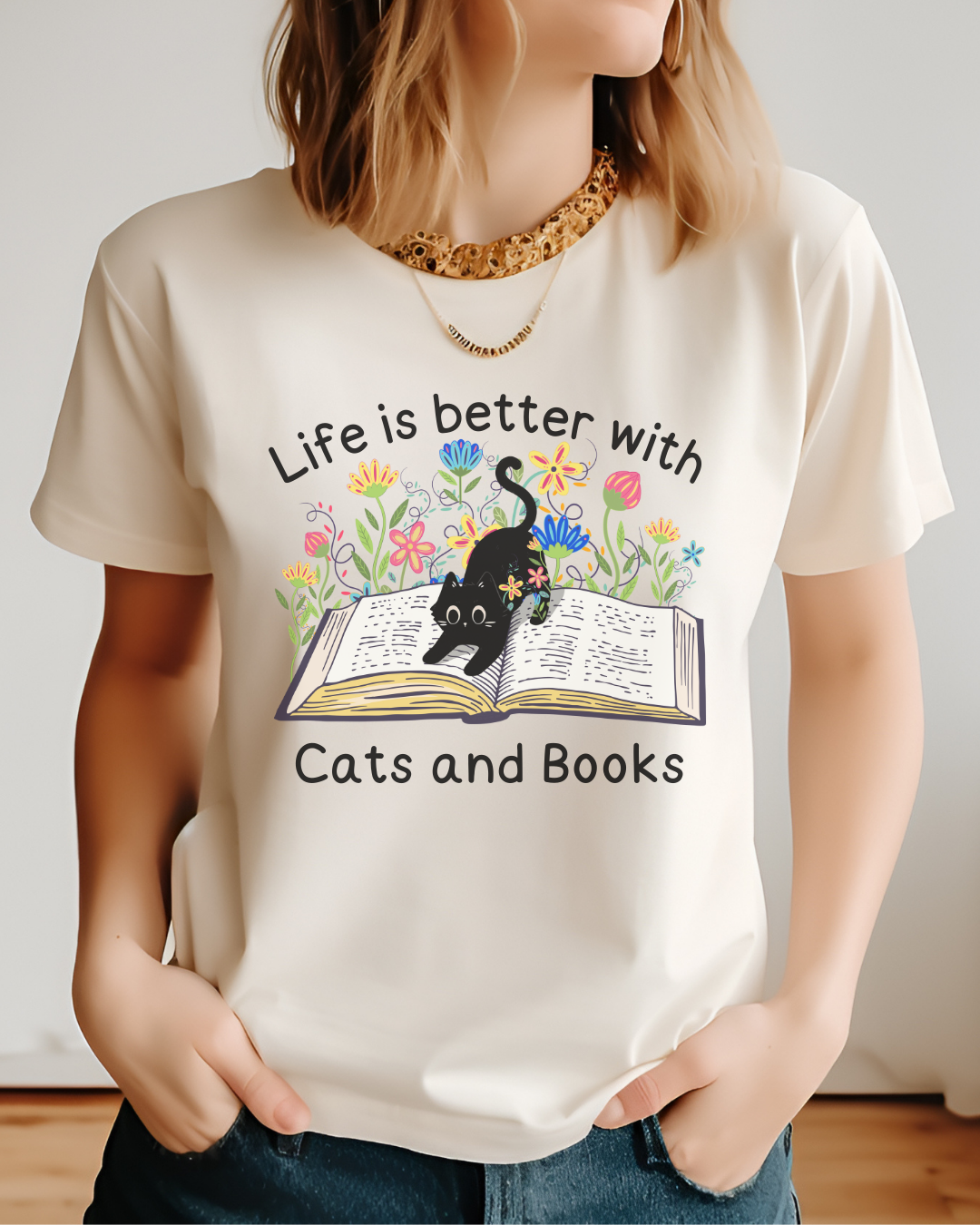 Life Is Better With Cats and Book - BookCat04 - Comfort Colors T-Shirt