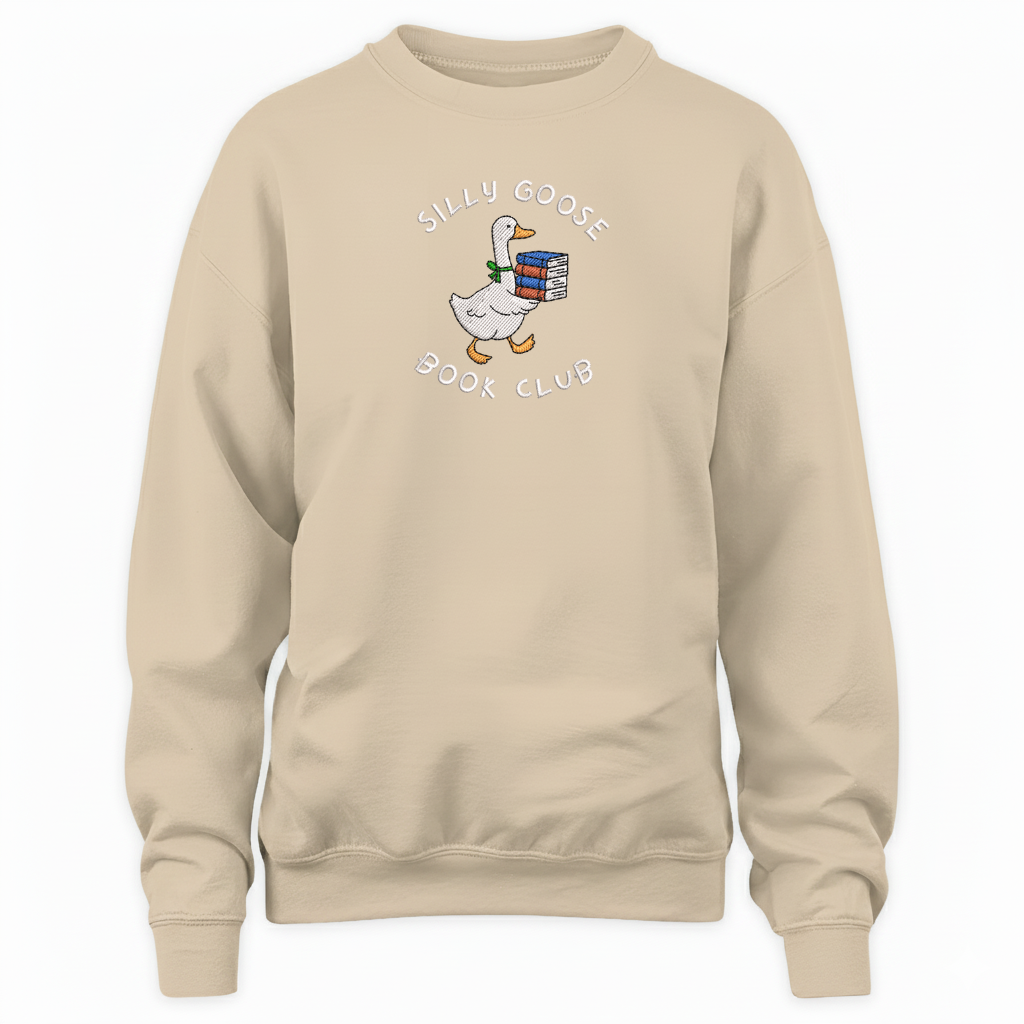 Silly Goose Book Club Embroidered Sweatshirt For Book Lovers