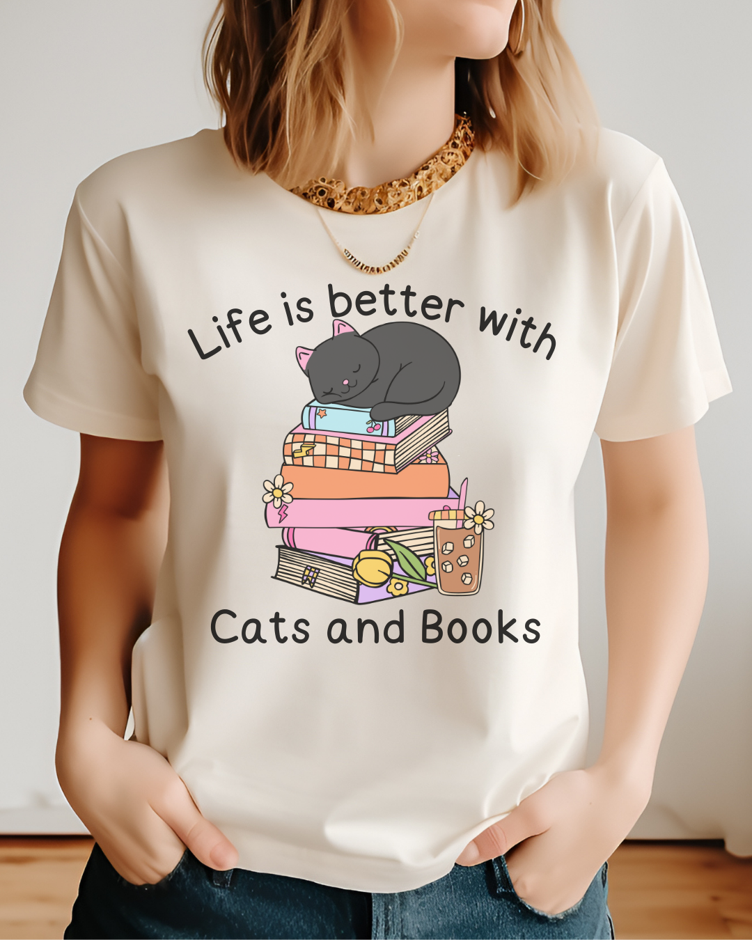 Life Is Better With Cats and Book - BookCat10 - Comfort Colors T-Shirt