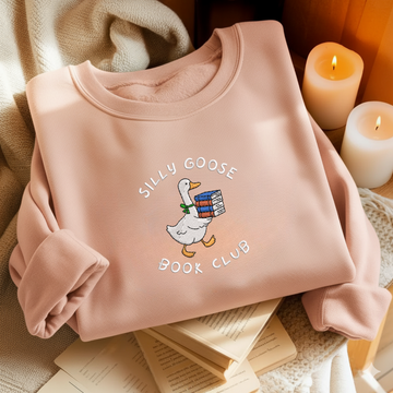 Silly Goose Book Club Embroidered Sweatshirt For Book Lovers