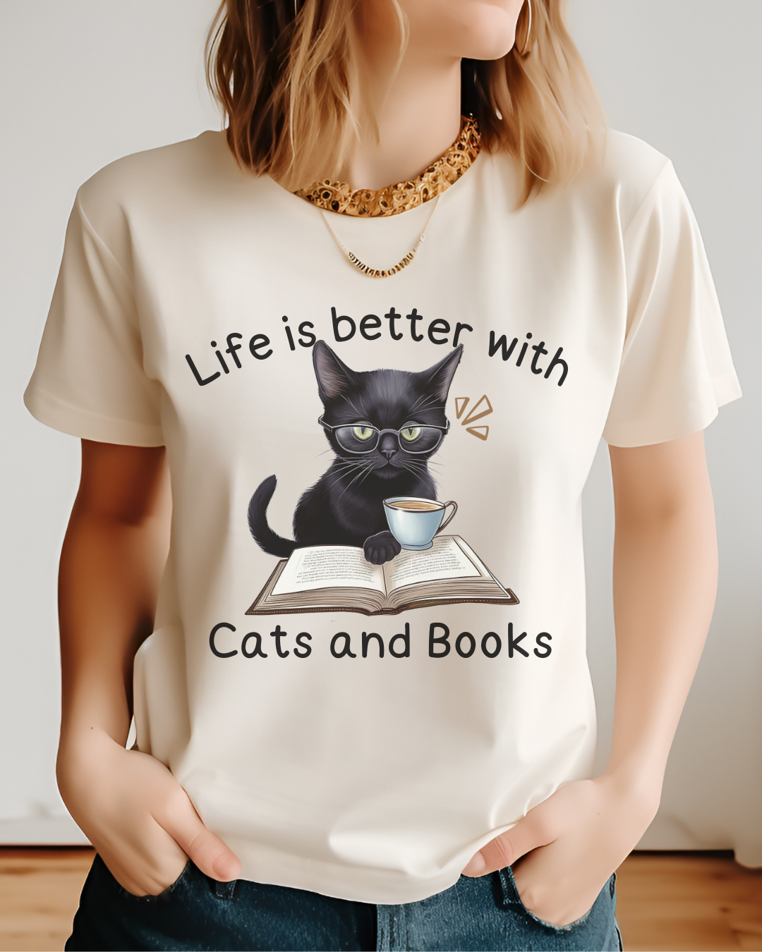 Life Is Better With Cats and Book - BookCat03 - Comfort Colors T-Shirt