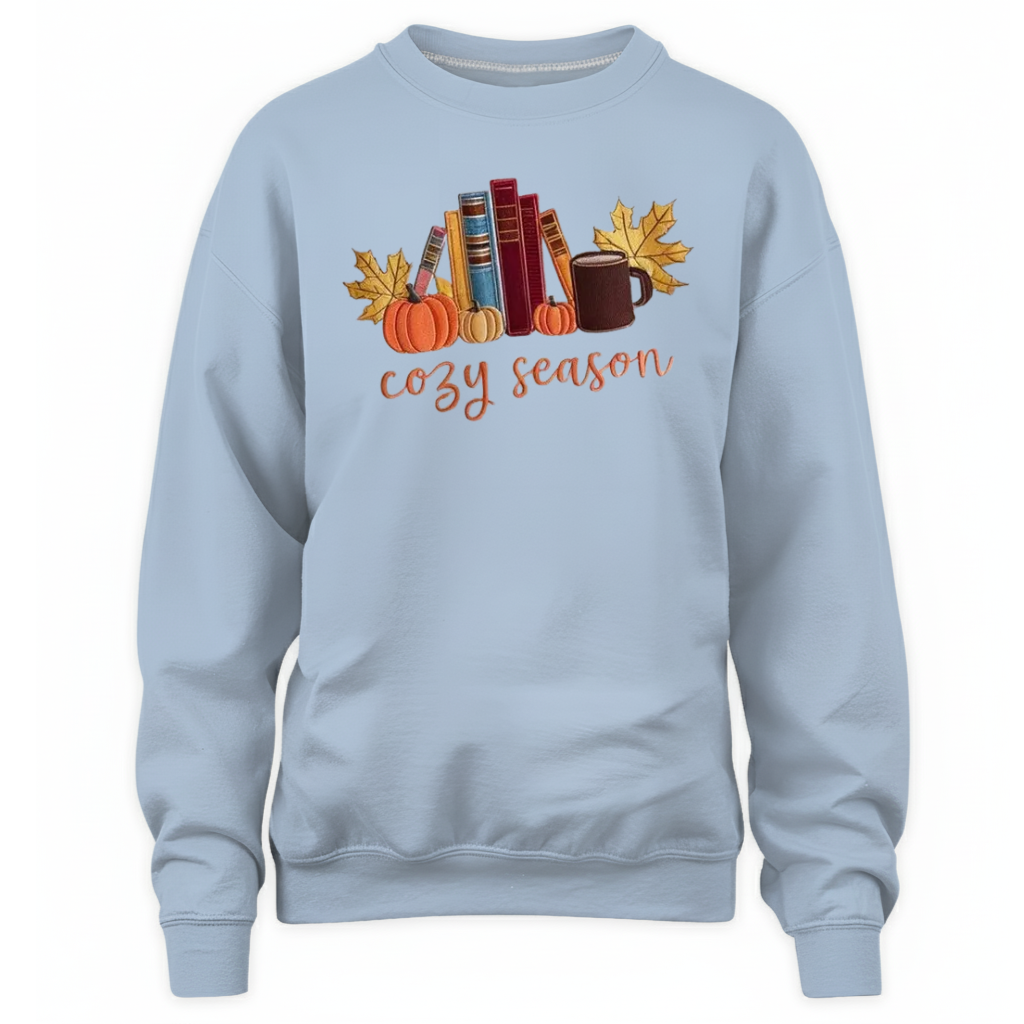 Cozy Season With Books Embroidered Sweatshirt For Book Lovers
