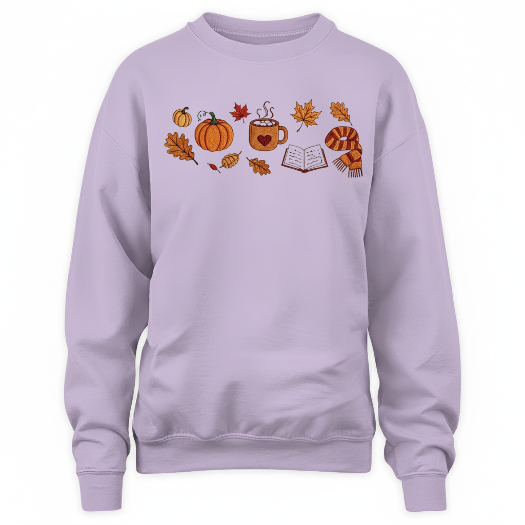 Books, Pumpkin Spice, Cozy Autumn Embroidered Sweatshirt For Book Lovers