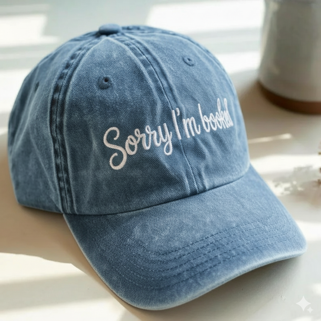 I'm Booked Embroidered Washed Hat For Book Lovers