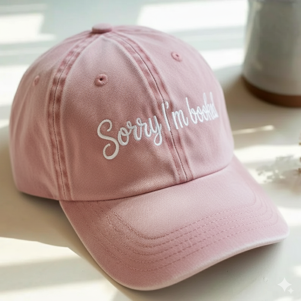 I'm Booked Embroidered Washed Hat For Book Lovers