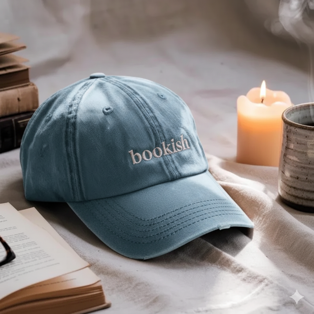 Bookish Embroidered Washed Hat For Book Lovers