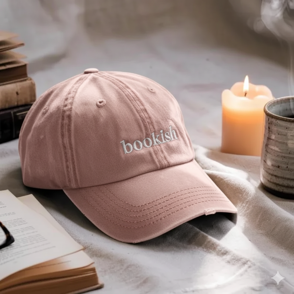 Bookish Embroidered Washed Hat For Book Lovers