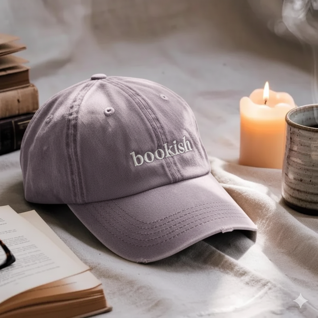 Bookish Embroidered Washed Hat For Book Lovers