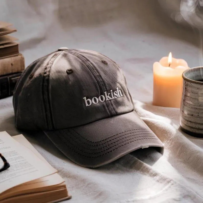 Bookish Embroidered Washed Hat For Book Lovers