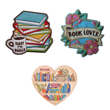 Set 3 Book Lover Patch  - Iron on Embroidery Patch for Book Lovers