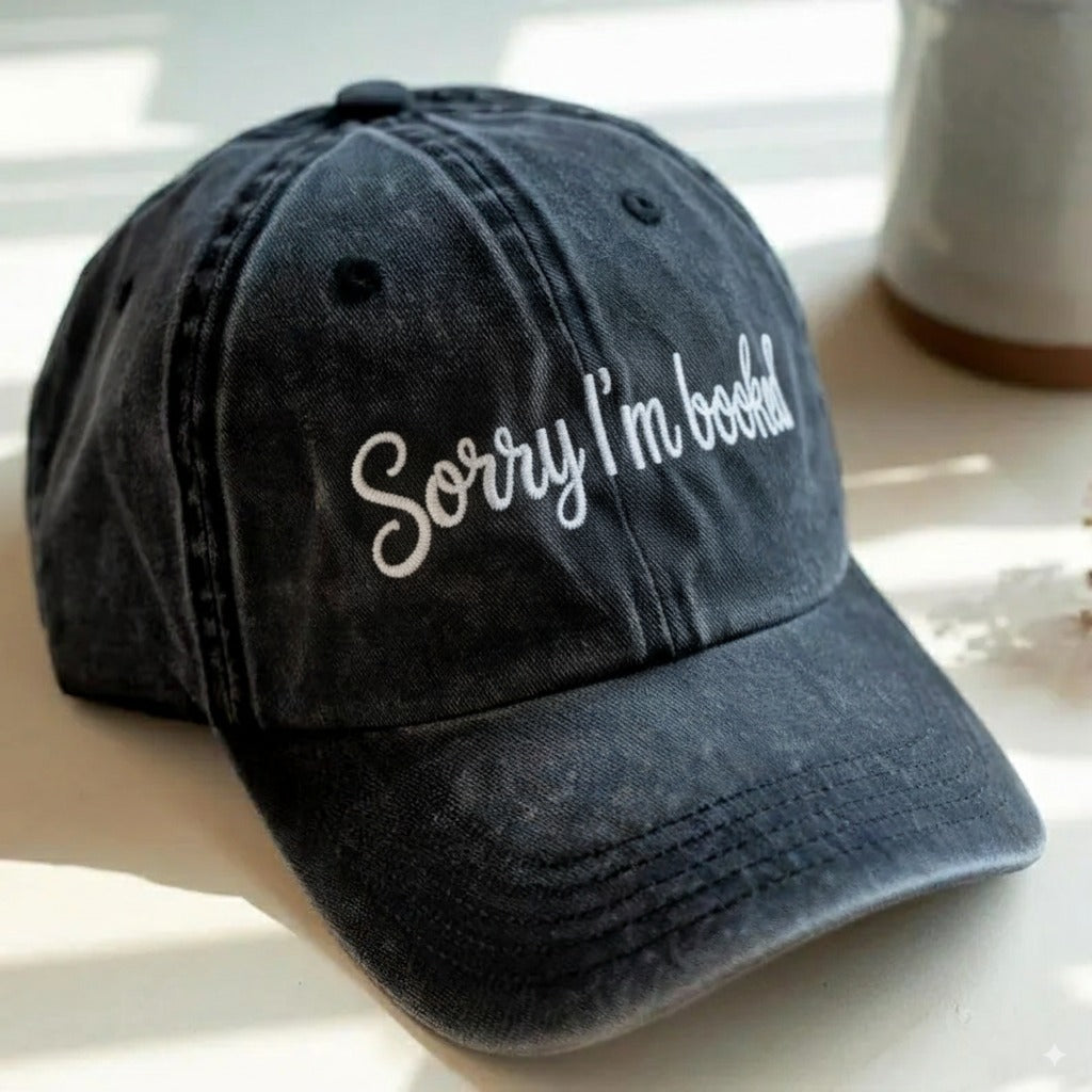 I'm Booked Embroidered Washed Hat For Book Lovers
